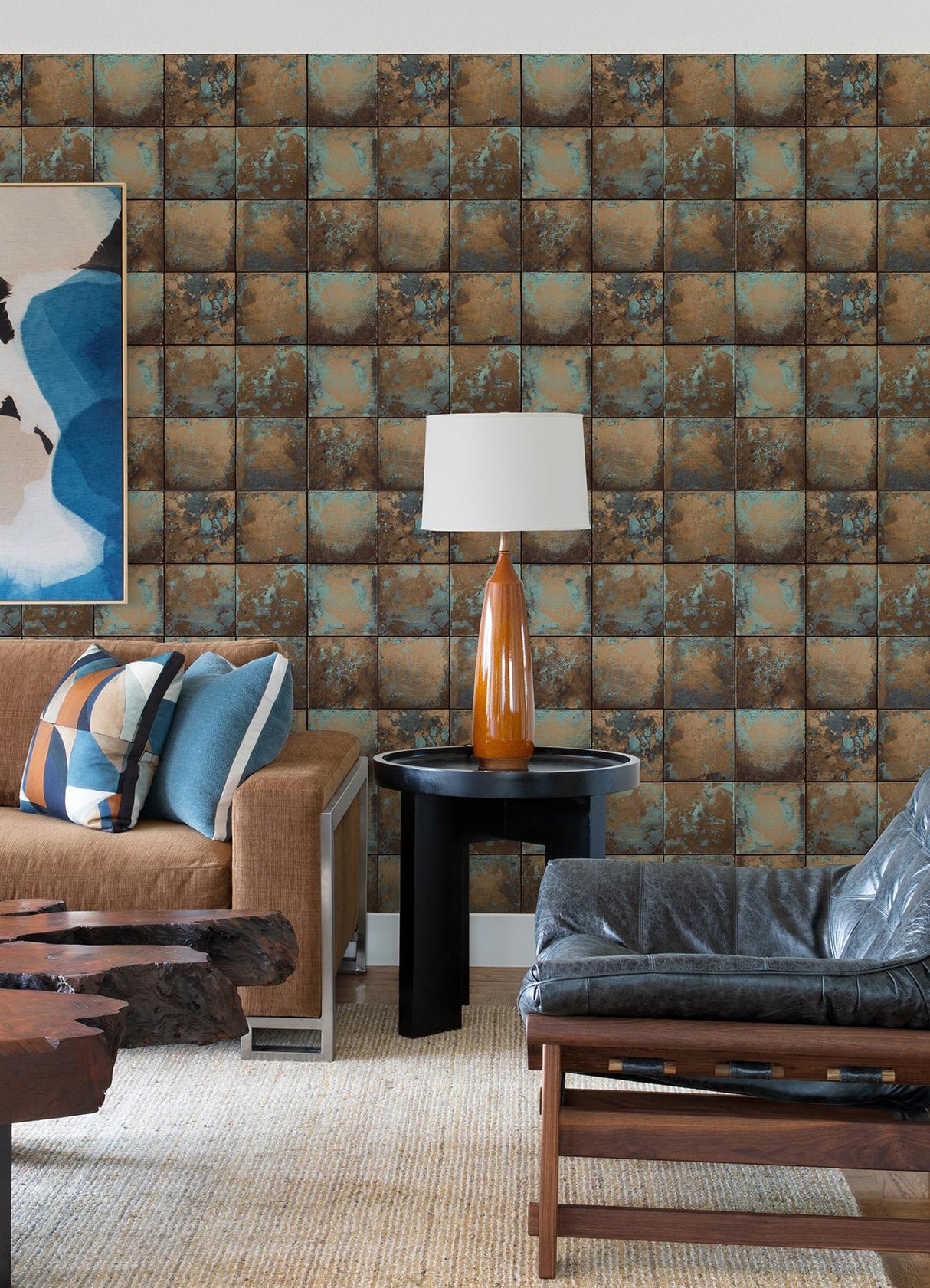 Brewster Home Fashions NuWallpaper None Tiles Copper Wallpaper