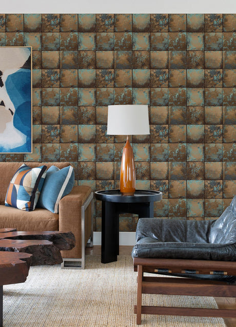 Brewster Home Fashions NuWallpaper None Tiles Copper Wallpaper