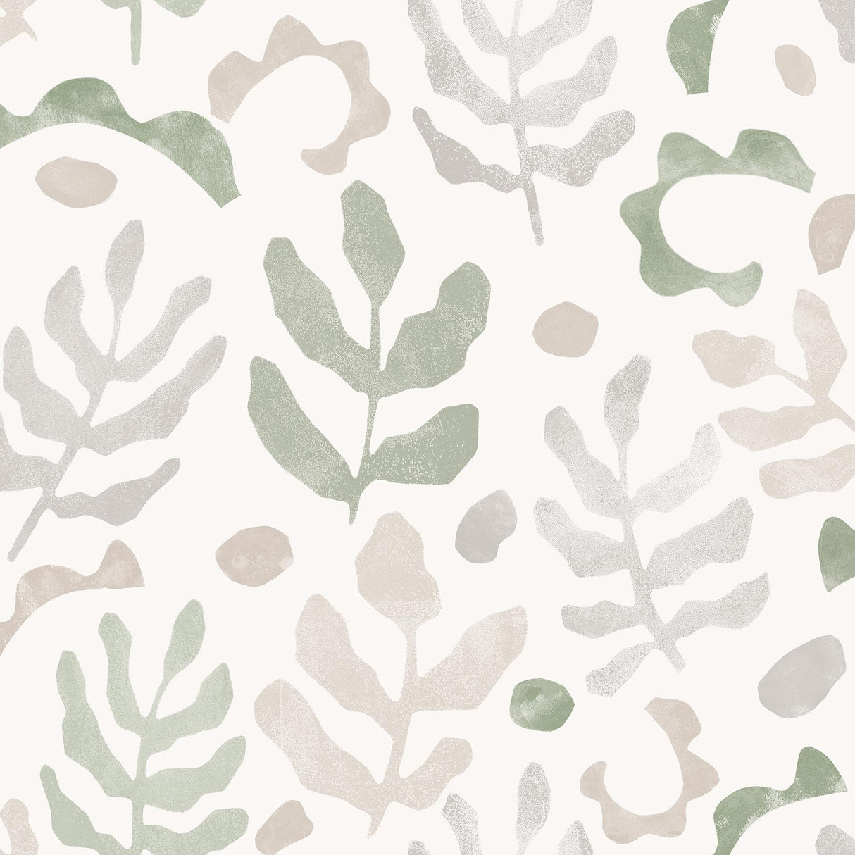 Brewster Home Fashions NuWallpaper None Leaves Neutral Green Wallpaper