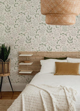 Brewster Home Fashions NuWallpaper None Leaves Neutral Green Wallpaper