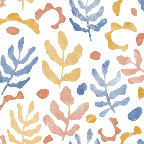 Brewster Home Fashions NuWallpaper None Leaves Blue & Orange Wallpaper