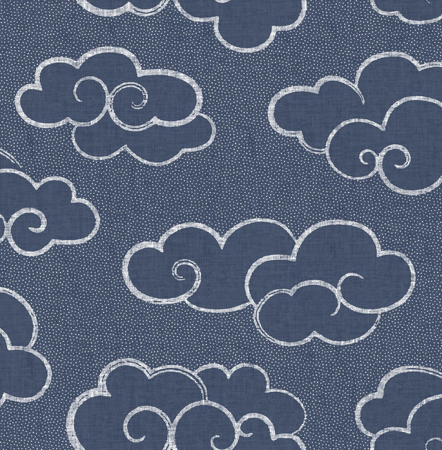 Brewster Home Fashions NuWallpaper None Clouds Navy Wallpaper