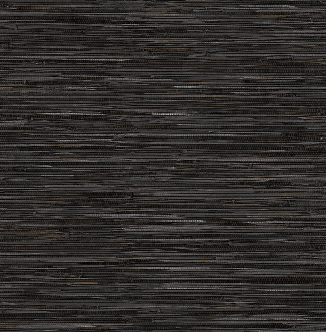 Brewster Home Fashions NuWallpaper None Faux Grasscloth Black Wallpaper
