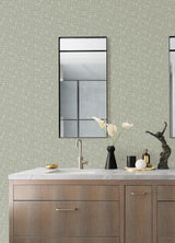Brewster Home Fashions NuWallpaper None Fabric Textures Sage Wallpaper