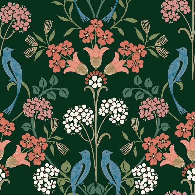 Brewster Home Fashions NuWallpaper None Damask Green Wallpaper