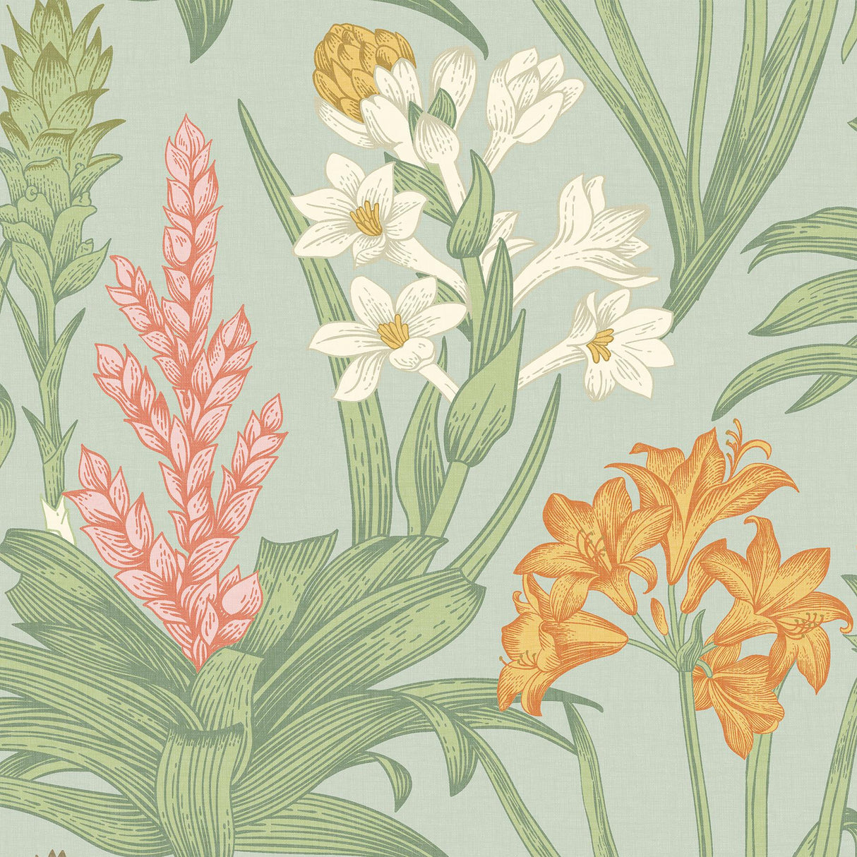Brewster Home Fashions NuWallpaper None Flowers Jade & Pink Wallpaper