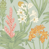 Brewster Home Fashions NuWallpaper None Flowers Jade & Pink Wallpaper