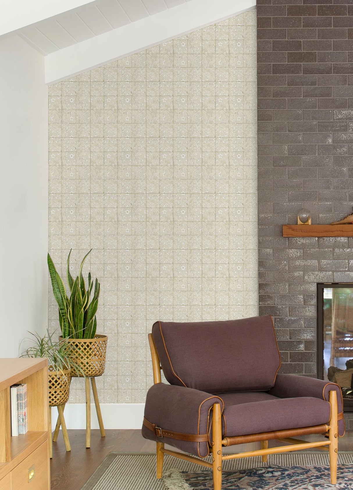 Brewster Home Fashions NuWallpaper None Tiles Cream Wallpaper