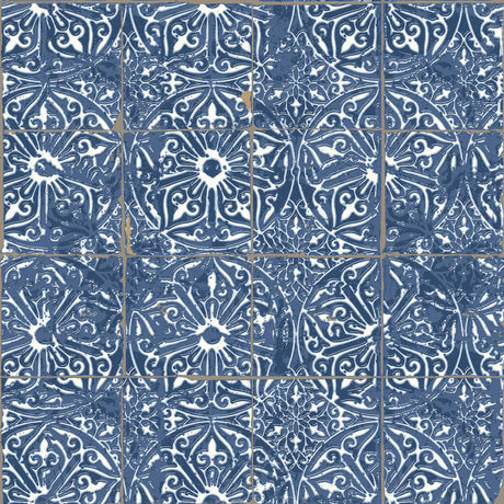 Brewster Home Fashions NuWallpaper None Tiles Cobalt Sea Wallpaper