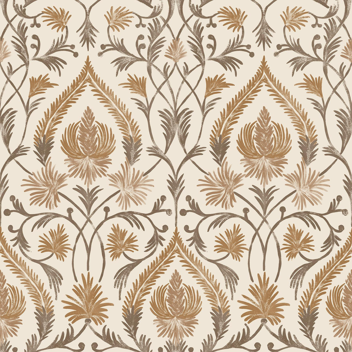 Brewster Home Fashions NuWallpaper None Damask Brown Wallpaper