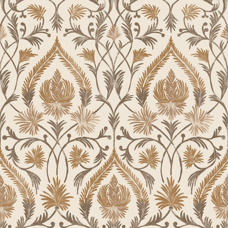 Brewster Home Fashions NuWallpaper None Damask Brown Wallpaper
