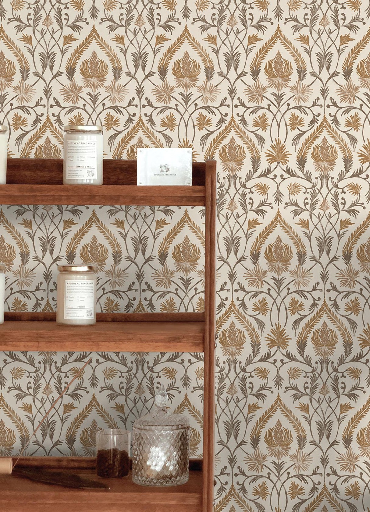 Brewster Home Fashions NuWallpaper None Damask Brown Wallpaper