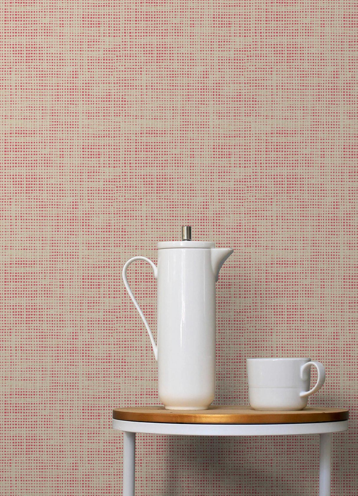Brewster Home Fashions NuWallpaper None Faux Grasscloth Pink Wallpaper