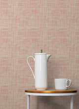 Brewster Home Fashions NuWallpaper None Faux Grasscloth Pink Wallpaper