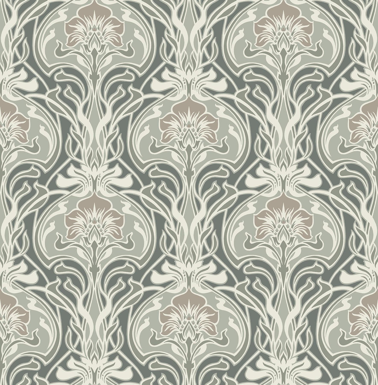 Brewster Home Fashions NuWallpaper None Ogee Brown Wallpaper