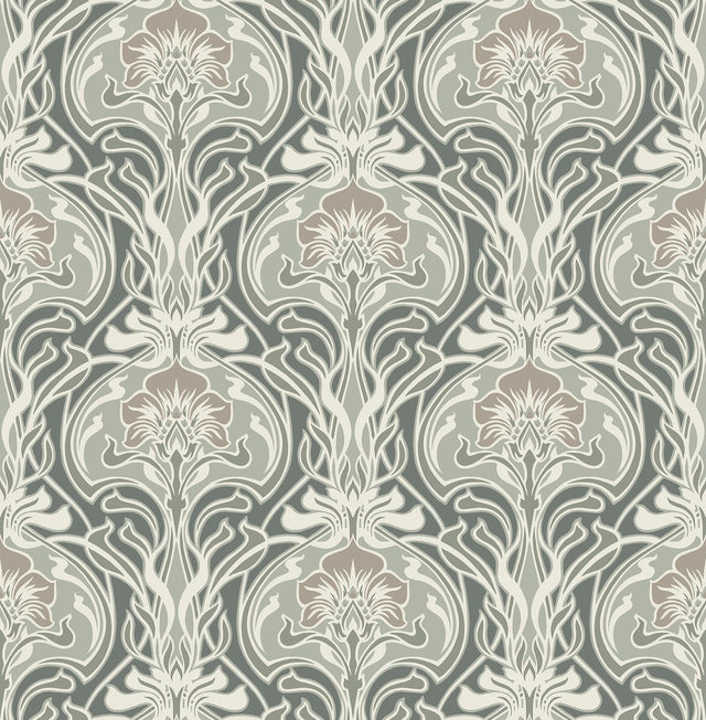 Brewster Home Fashions NuWallpaper None Ogee Brown Wallpaper