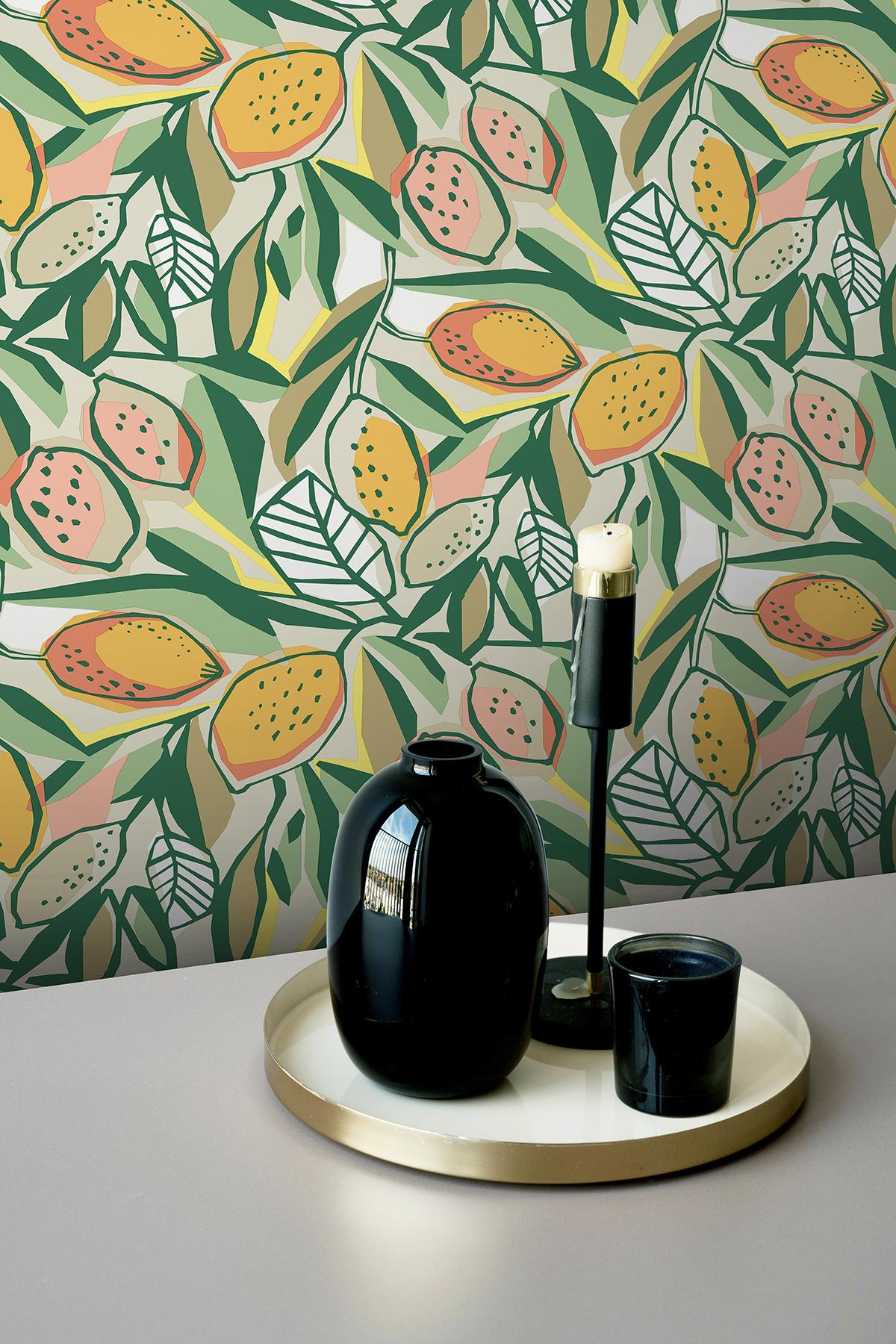 Brewster Home Fashions NuWallpaper None Fruit Peach Wallpaper
