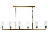 Jamie Young Linear 6-Light Steel Chandelier, Antique Brass