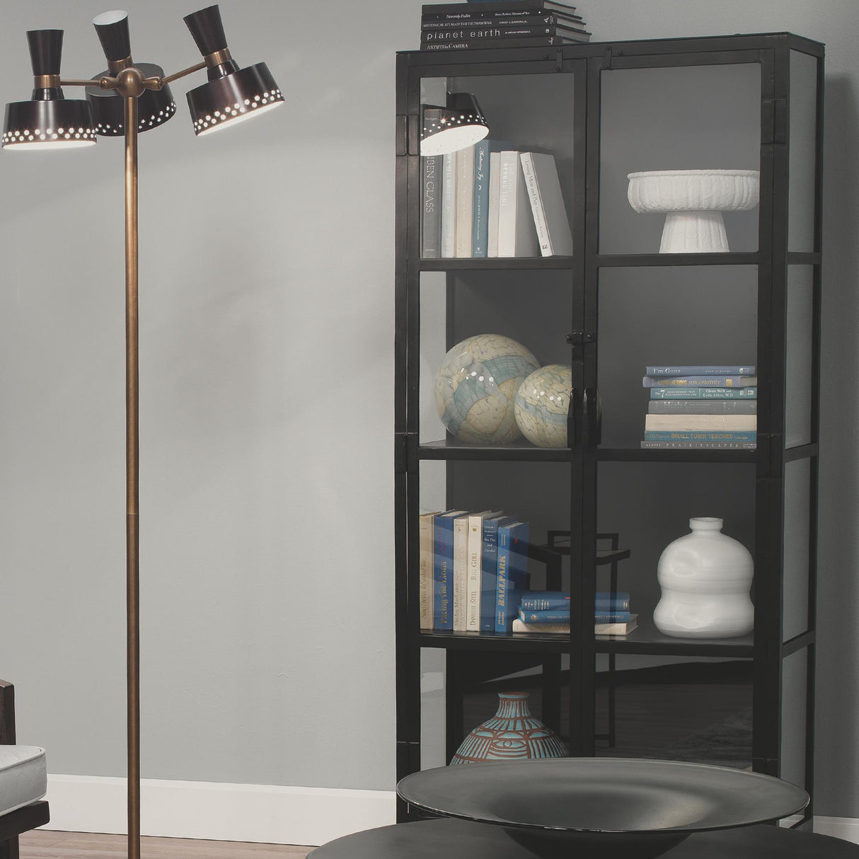 Jamie Young Black Union Tall Curio Cabinet*Must ship Common Carrier.