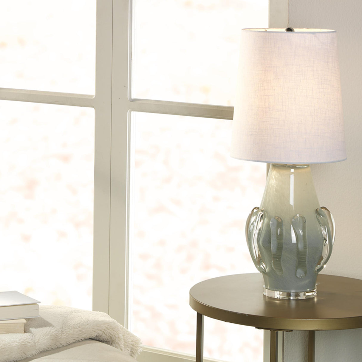 Jamie Young Talon Glass Table Lamp with Linen Shade