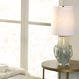 Jamie Young Talon Glass Table Lamp with Linen Shade