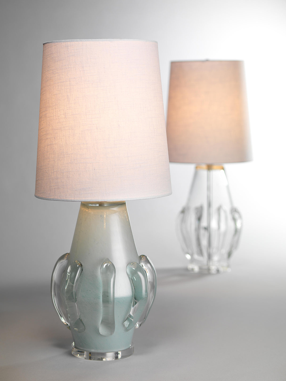 Jamie Young Talon Glass Table Lamp with Linen Shade