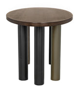 NOIR Journal Oval Dining Table Dark Walnut with Black & Aged Brass Steel Base