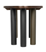 NOIR Journal Oval Dining Table Dark Walnut with Black & Aged Brass Iron Base