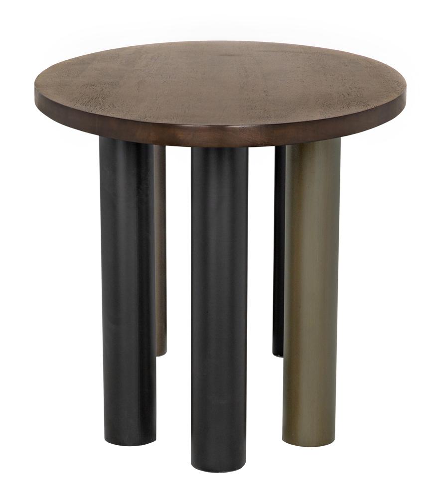 NOIR Journal Oval Dining Table Dark Walnut with Black & Aged Brass Iron Base