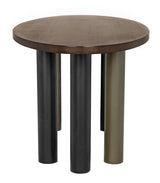 NOIR Journal Oval Dining Table Dark Walnut with Black & Aged Brass Iron Base