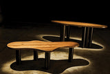 NOIR Journal Oval Dining Table Dark Walnut with Black & Aged Brass Iron Base