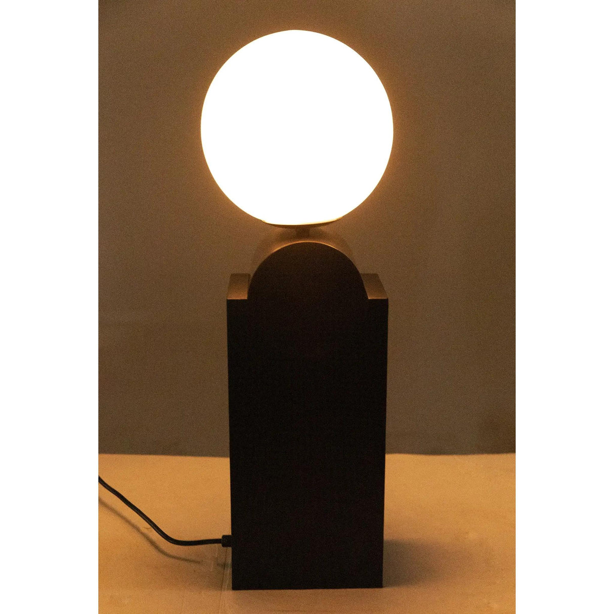 NOIR Kate Table Lamp Black Metal with Antique Brass Accent