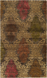 Surya Brocade BRC-1001 Brown;Dark Brown;Dark Red;Olive 2' x 3' Rug