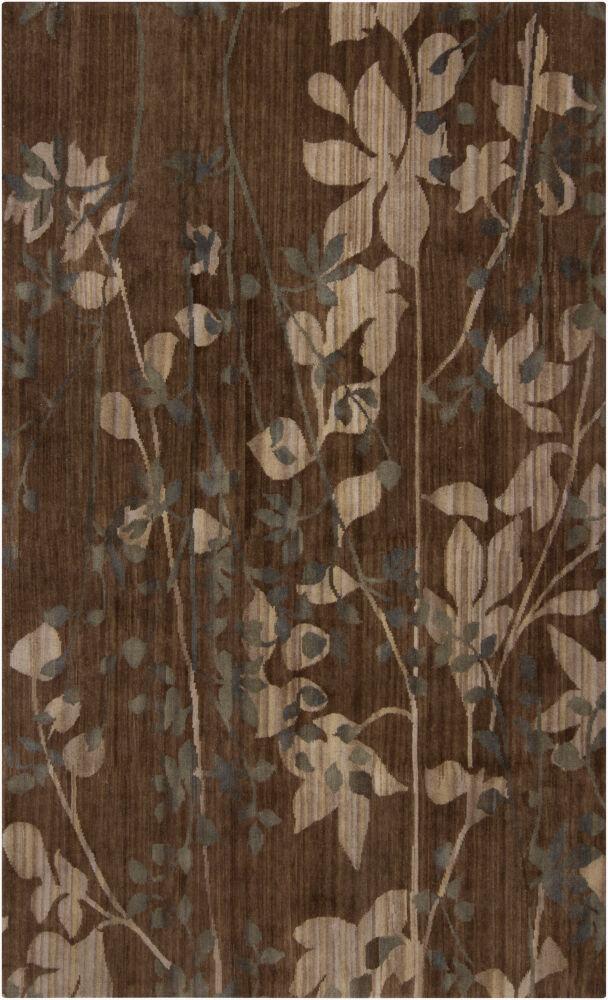 Surya Brocade BRC-1003 Dark Brown;Light Beige;Medium Gray 5' x 8' Rug