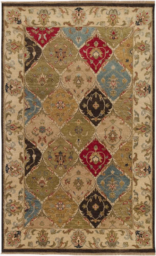 Surya Estate EST-10528 Dark Brown;Dark Red;Ink Blue;Light Blue;Light Brown;Medium Brown;Medium Green;Olive;Tan;Wheat 5' x 8' Rug
