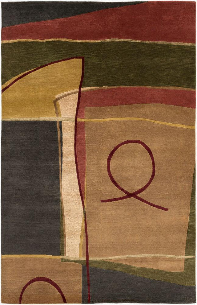 Surya Mugal IN-8043 Black;Brown;Burgandy;Dark Brown;Medium Brown;Mustard;Olive 9' x 13' Rug