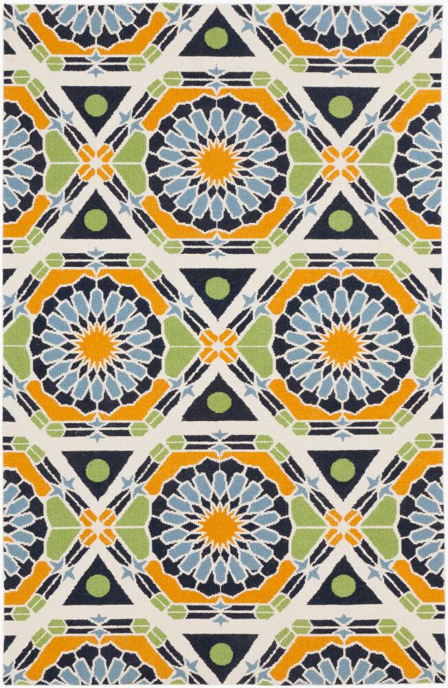 Surya Kaleidoscope KAL-8002 Burnt Orange;Dark Blue;Grass Green;Ivory;Light Blue 2' x 3' Rug