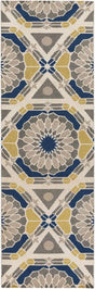 Surya Kaleidoscope KAL-8003 Ivory;Light Gray;Navy;Tan 2'6" x 8' Rug
