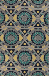 Surya Kaleidoscope KAL-8005 Gray;Medium Green;Navy;Tan 2'6" x 8' Rug