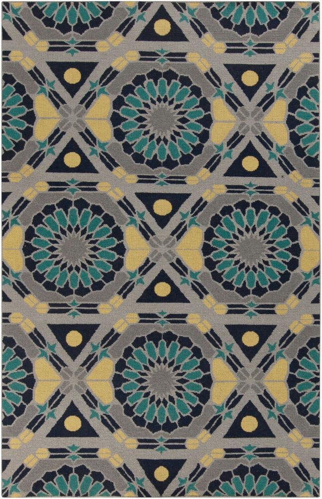 Surya Kaleidoscope KAL-8005 Gray;Medium Green;Navy;Tan 2'6" x 8' Rug