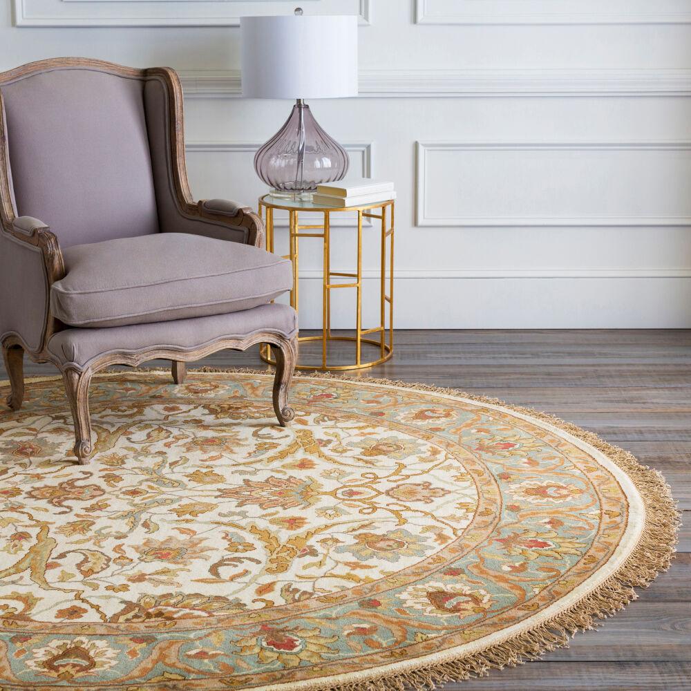 Surya Taj Mahal TJ-1123 Brown;Ice Blue;Light Beige;Medium Green;Mustard;Olive;Rust;Sage;Tan 8' x 8' Rug