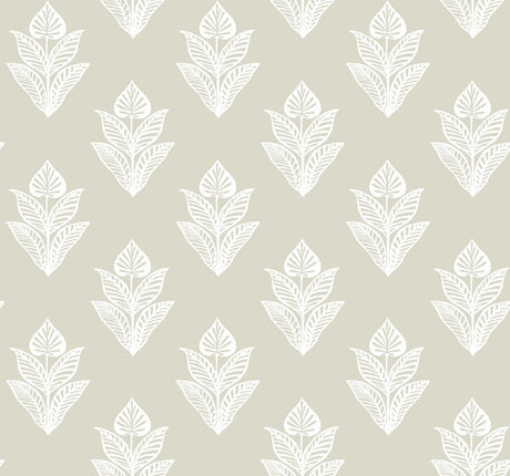 York Lotus Motif Cream & White Wallpaper