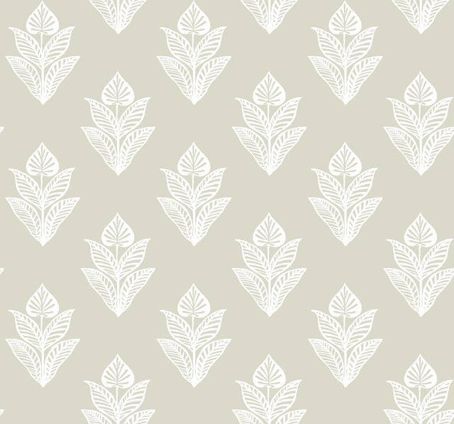 York Lotus Motif Cream & White Wallpaper