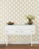 York Lotus Motif Cream & White Wallpaper
