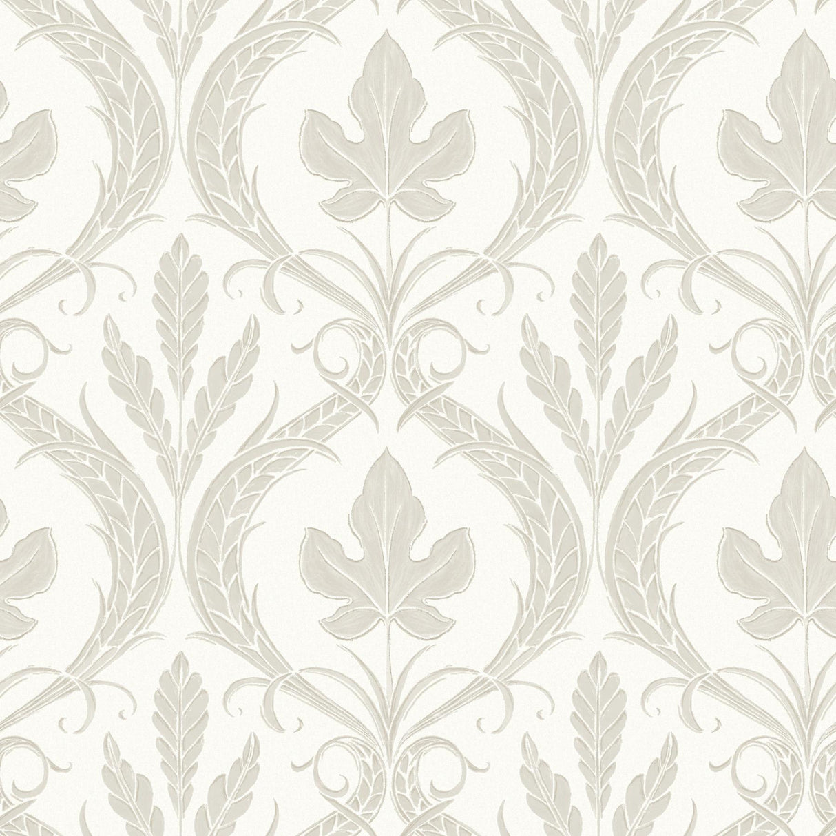 York Wallcoverings Adirondack Damask Beige & White Wallpaper