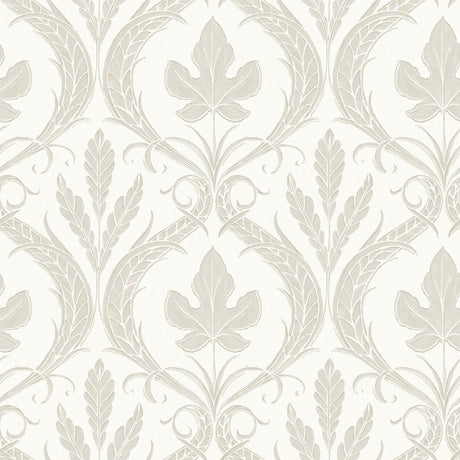 York Wallcoverings Adirondack Damask Beige & White Wallpaper