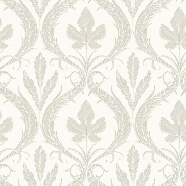 York Wallcoverings Adirondack Damask Beige & White Wallpaper