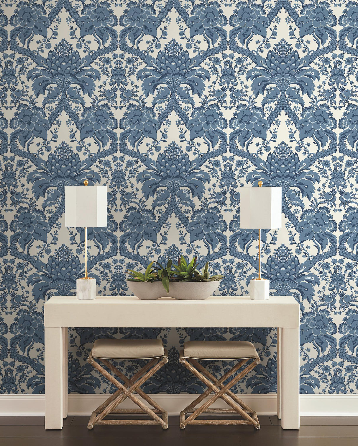 York French Artichoke Dam Blue Wallpaper