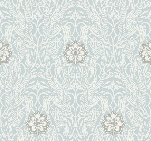 York Wallcoverings Gatsby Damask Blue Wallpaper