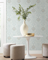 York Wallcoverings Gatsby Damask Blue Wallpaper